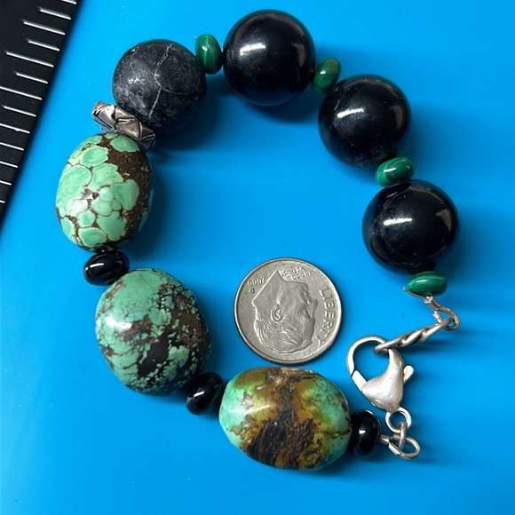 🖤Vtg Turquoise Sterling Silver bracelet - Picture 10 of 14
